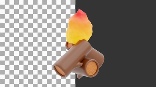 3D Animation of Campfire Wood Logs | Alpha Channel