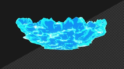 Animation en boucle avec effet de feu bleu de style anime avec fond transparent