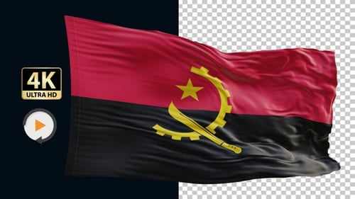 Waving Angola National Flag Realistic Animation
