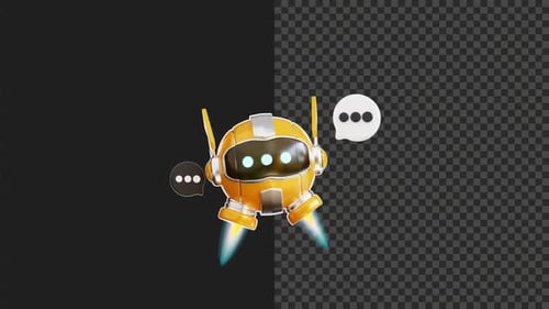 3D Robot Chat Animation Transparent Background