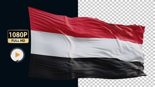 Realistic Yemen Flag Waving Motion Graphic