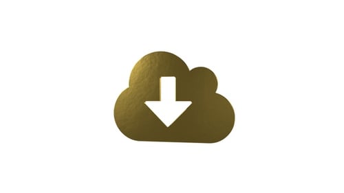 Rotating Golden 3D Cloud Download Icon Animation