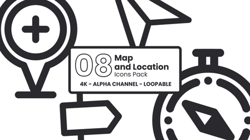 Animated Map and Location Icons Pack with Alpha Channel