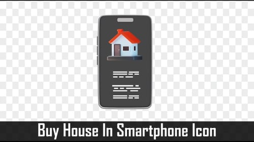 Animated 3D Smartphone with House Icon for Digital Real Estate Concept