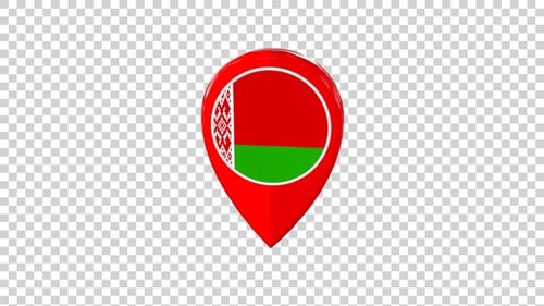 3D Belarus Flag Location Pin Appearing Animation