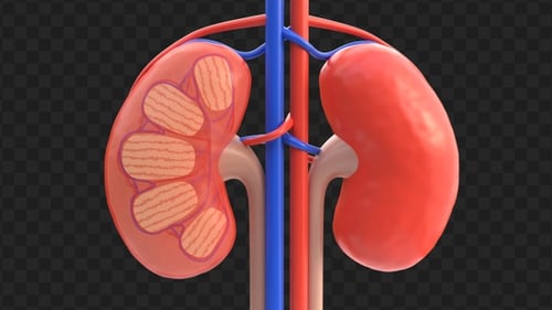 3D Animation of Human Kidney Anatomy Structure | Alpha Channel