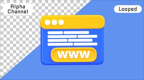 3D Web Browser Window and Website Interface Animation | Alpha Channel