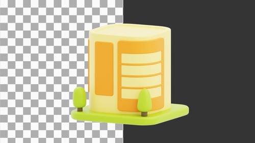 Animación 3D del espacio de trabajo de oficina moderno | Alpha Channel