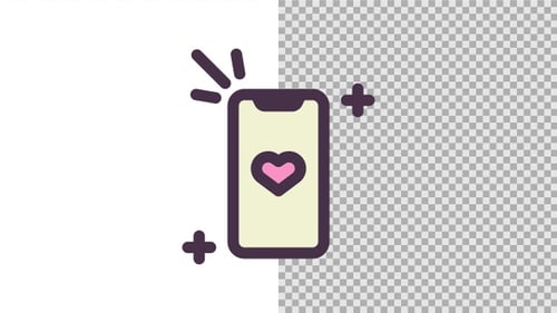Animated Flat Design Smartphone with Heart Loop