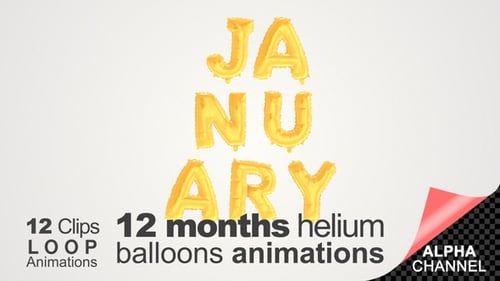 Golden Balloon Animated Titles for Each Calendar Month