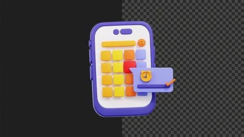 3D Schedule Management Application Animation Transparent Background