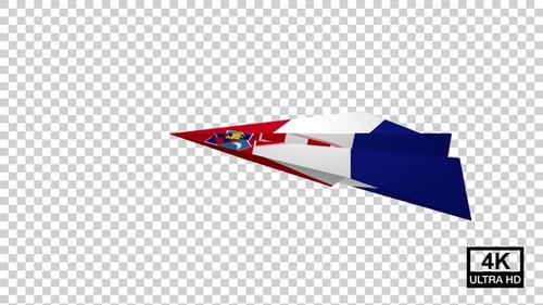 Flying Croatian Flag Paper Airplane Animation