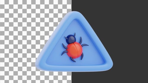 3D Animation of Malware or Virus Bug Notification | Alpha Channel