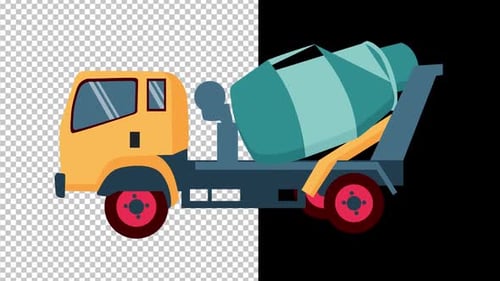 Truck Mixer Animation Alpha Channel 1080p