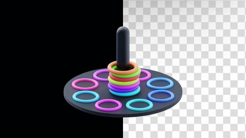 3D Animation of Colorful ring stack toy