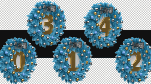 Animated Blue Wreath Christmas Countdown with Gold Numbers