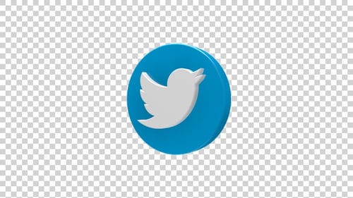 Rotating 3D Twitter Logo Social Media Icon Animation