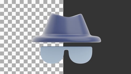 Incognito Symbol Animation with Minimalist 3D Hat and Glasses