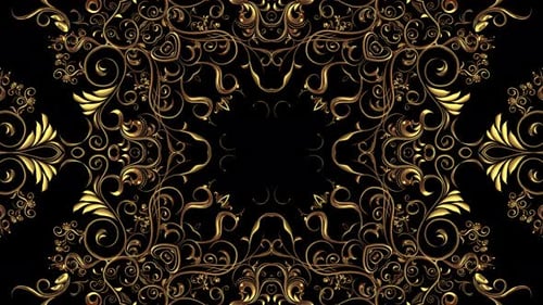 Elegant Golden Flourish Pattern Growing Ornamental Background Animation