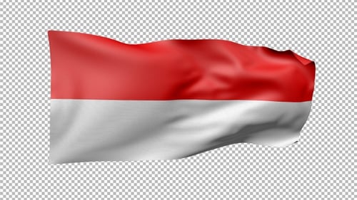 Realistic Red and White Waving Flag Animation