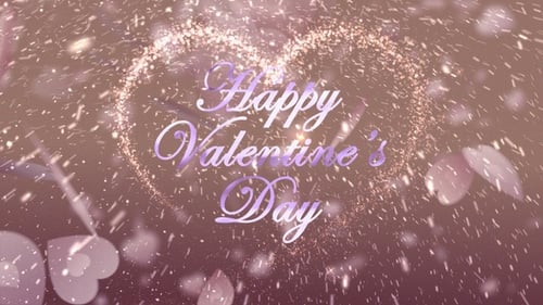 Happy Valentine's Day Text Animation with Glitter and Hearts
