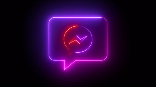 Animated Neon Messaging App Icon in Glowing Speech Bubble