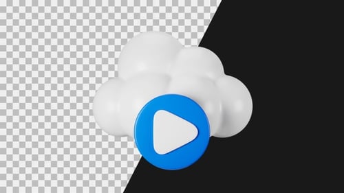Icono de animación 3D de vídeos en la nube | Alpha Channel