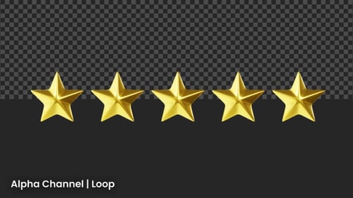 3D 5 Gold Stars Animation | Alpha Loop
