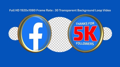 3D Rotating Golden Facebook Logo and 5K Followers Reveal