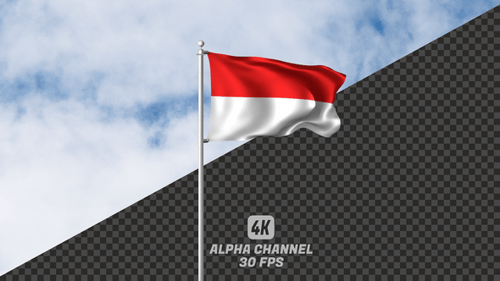 Indonesia Flag Waving Seamlessly with Alpha Channel in 4K