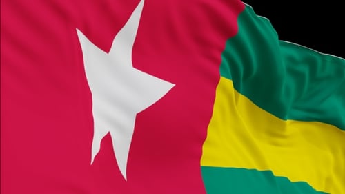 Realistic Vertical Waving Togo Flag Seamless Loop with Alpha Channel