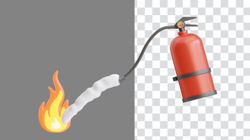 3D Animation of Fire Extinguisher Be Prepared in Emergency Response | Alpha Channel