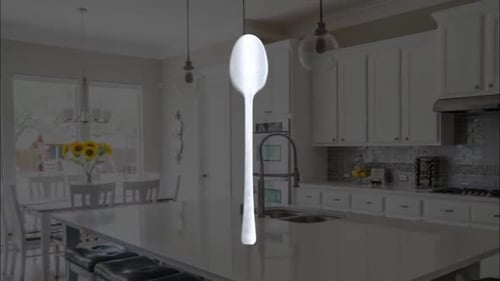 3D Animated Spoon Rotating on Transparent Background