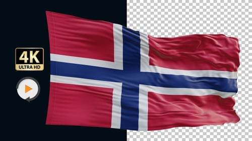 Norway Flag Waving Realistic 3D Animation