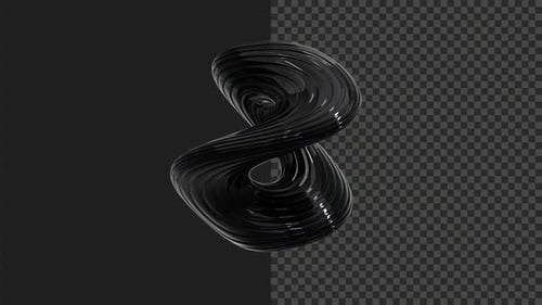 Abstract Black Glossy Fluid 3D Object Rotating Loop