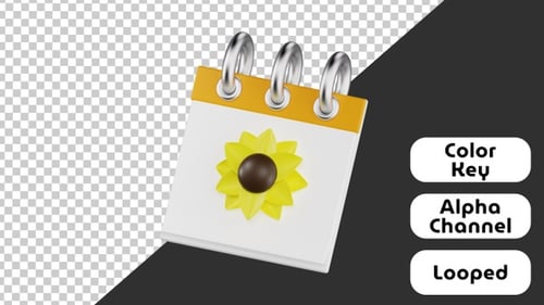 Modern Animated 3D Calendar with Growing Sunflower