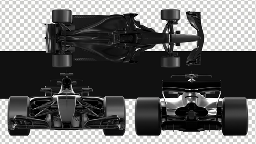 Pack Of 3 High-Speed Black F1 Car Loop Animation
