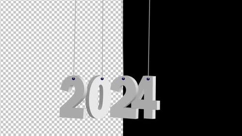 Celebratory 2024 New Year Hanging Numbers Animation