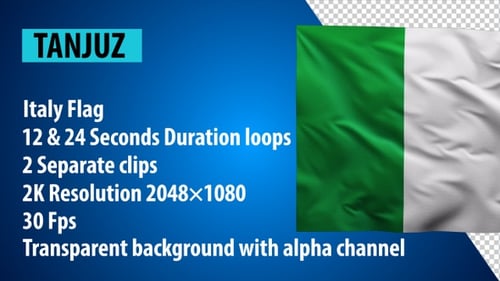 Waving Italian Flag Realistic Fabric Seamless Loop