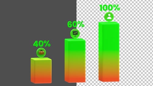3D Green Charts | Alpha Channel