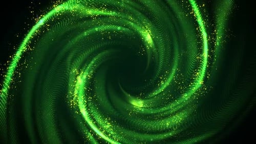 Green Abstract Magic Flow Tunnel Background vs Particles