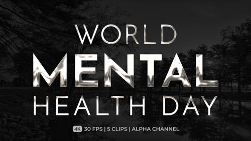 World Mental Health Day Silver Text Animation