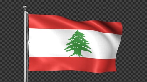 Realistic Waving Lebanon Flag Animation with Alpha Channel
