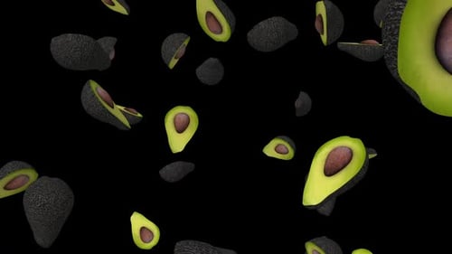 Seamless Looping Falling Avocados Background