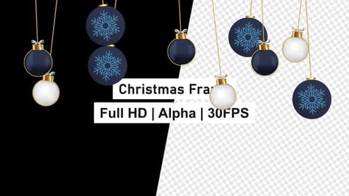 Hanging Christmas Ornaments Animated Frame with Alpha Channel