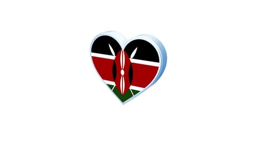 3D Rotating Kenya Flag in Heart Shape Loop