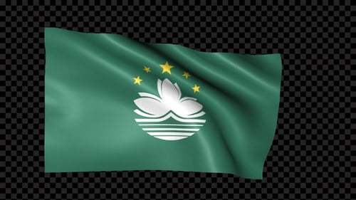 Macau National Flag Waving Seamless Loop with Alpha Channel