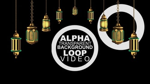 Golden Islamic Hanging Lanterns Animation Loop for Ramadan and Eid