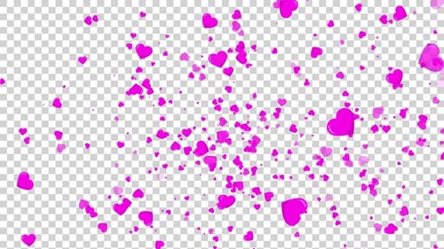 Pink Love Hearts Scattering Animation Overlay
