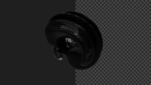 3D-Videoanimation Schwarzes glänzendes, wirbelndes abstraktes Objekt